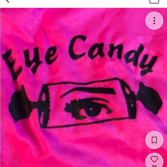 Fun hot pink spandex crop top “Eye Candy” - Picture 2 of 4
